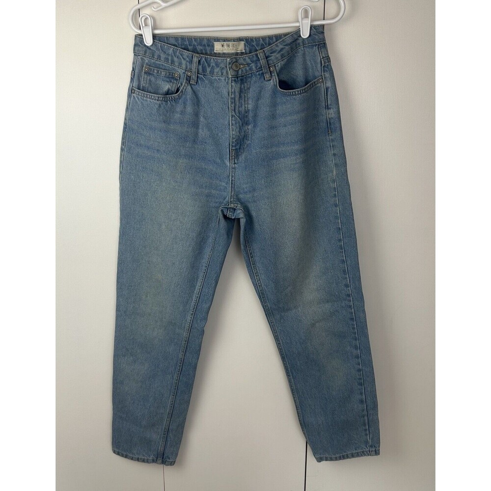 Free People We The Free Size 29 Light Wash High Rise Mom Jeans Tapered Leg